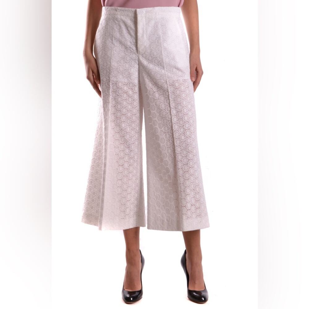 RED VALENTINO Cotton Lace Eyelet Wide Leg Pant Size US 6